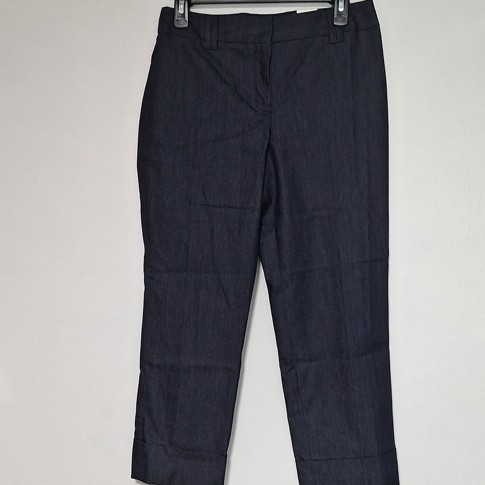 Loft Dark Blue Cropped Stretch Dress Pants